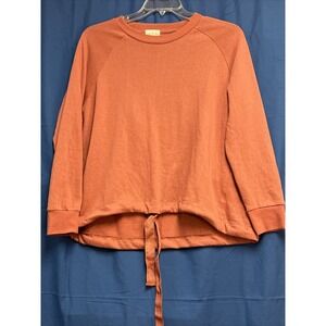 Carly St. Claire Woman’s Sweater Orange Drawstring Waist Fleece Sweat Sz Lg